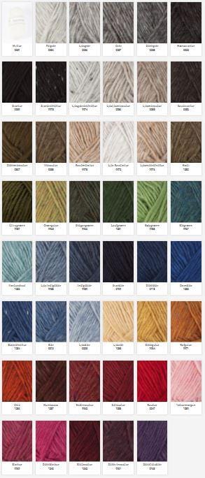 Álafoss Yarn - Color chart
