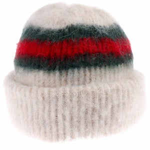 Brushed Wool Hat -Beige / Red