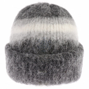 Brushed Wool Hat - Dark Grey / White