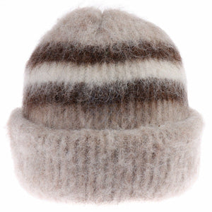 Brushed Wool Hat - Brown / White