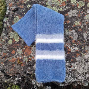 Brushed Blue Wool scarf - white & light blues blue stripes
