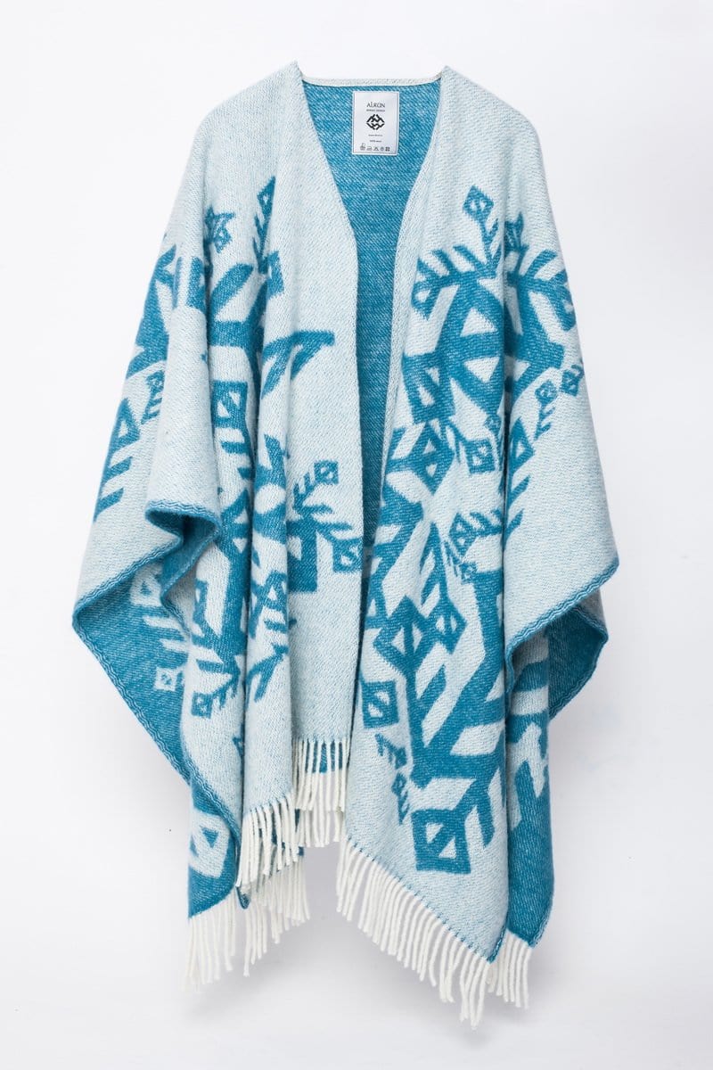 Alrún wool cape - Turquoise Love - icelandicstore.is