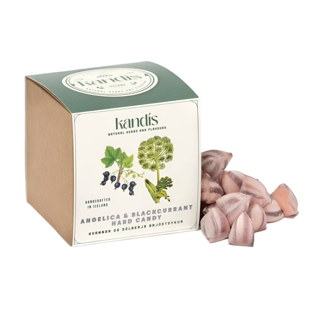 Handcrafted hard candy with Angelica and Blackcurrant flavor - The Icelandic Store