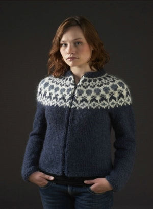 Hela Wool yoke sweater cardigan - Free Knitting pattern Download