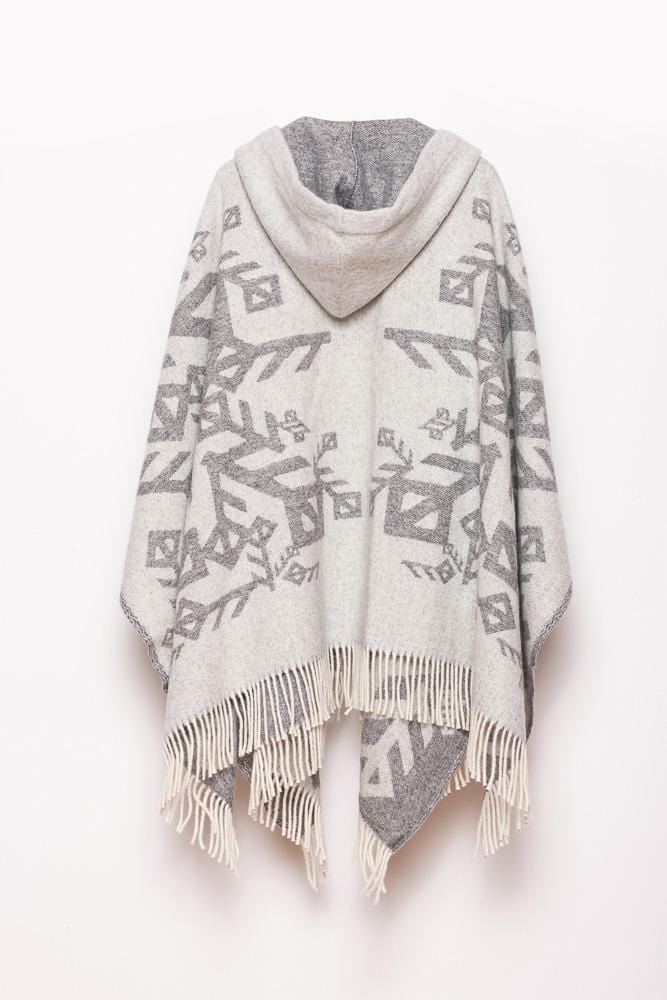 Runic wool cape with hood - Grey Love - The Icelandic Store