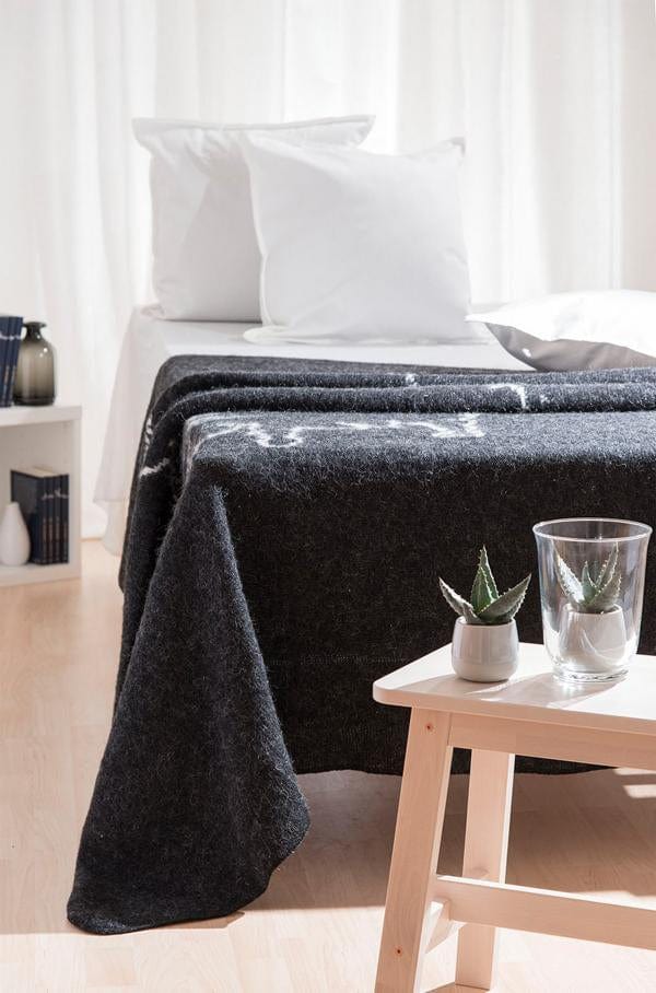 Quality black wool blankets with map of Iceland