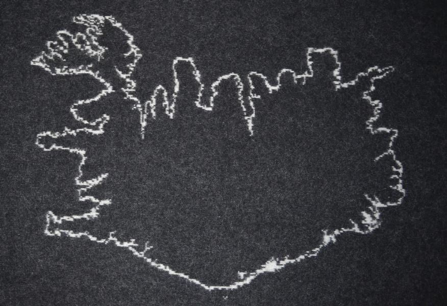 Quality black wool blankets with map of Iceland. Kidka wool throws