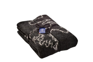 Icelandic Wool Blanket - Black with map of Iceland