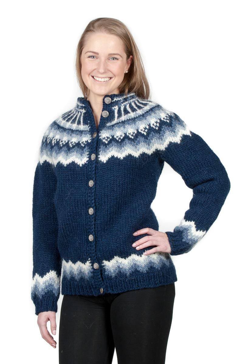 Kvasir - Icelandic Wool Cardigan - Blue - The Icelandic Store