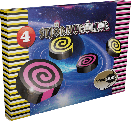 Icelandic liquorish rolls with marzipan and hint of coconut flavor.. Candy from Iceland