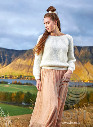 Saga white wool sweater - Knitting Kit