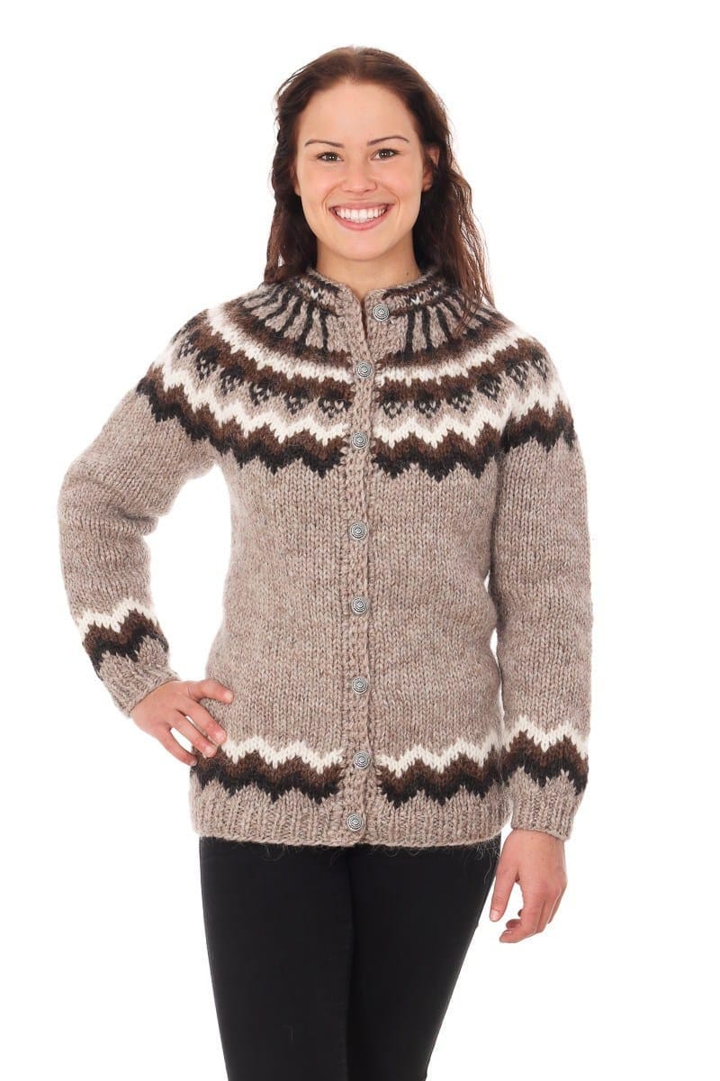 Valkyrja - Icelandic Wool Cardigan - Ivory Beige - The Icelandic Store