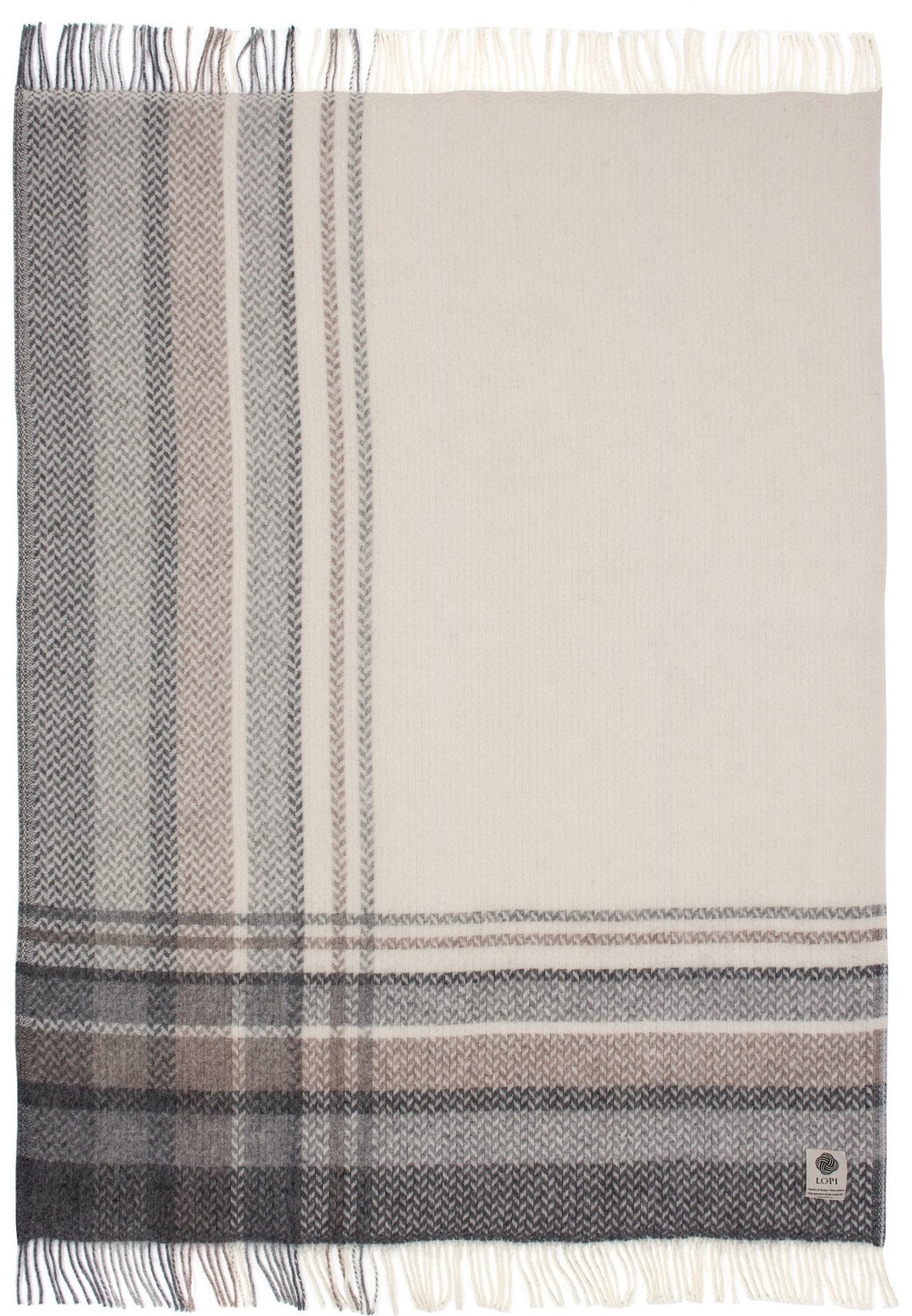 Alafoss Wool Blanket 2501 with plaid pattern design and fringes - icelandicstore.is