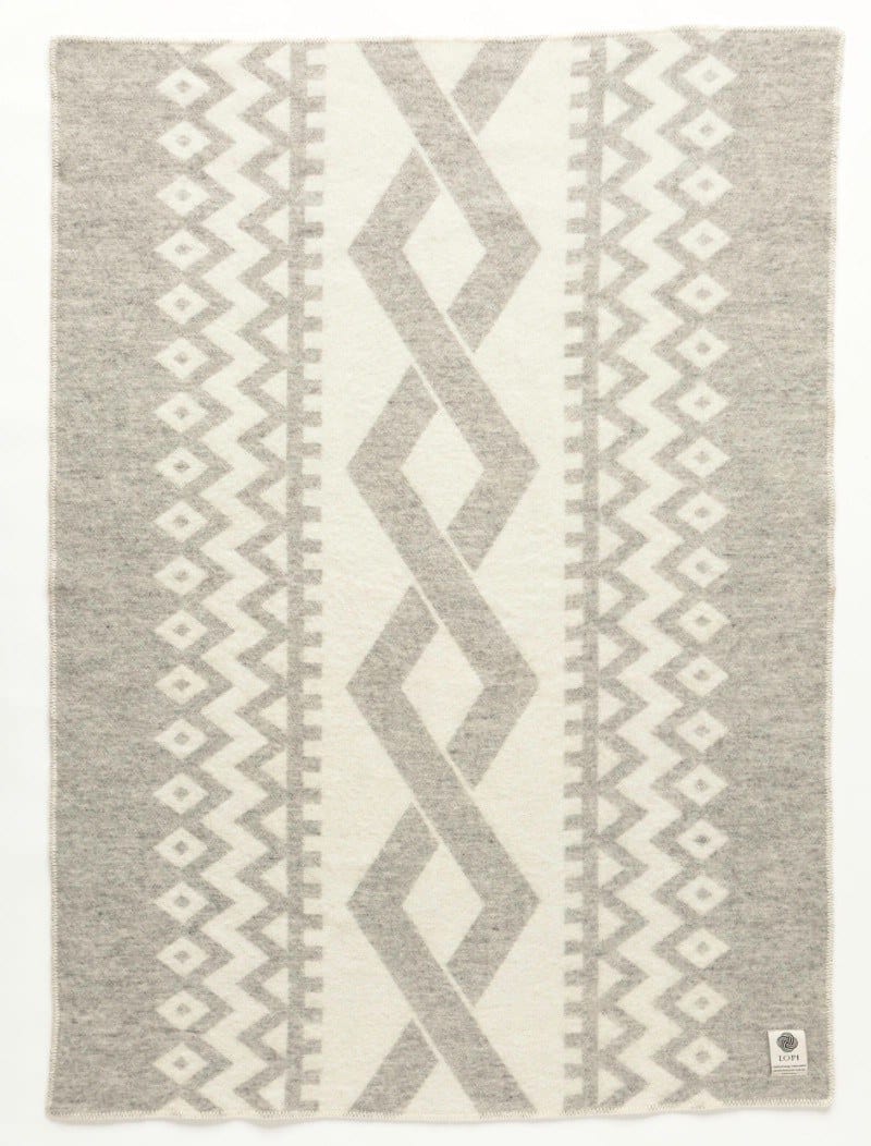Jaquard Lopi Blanket - Grey - icelandicstore.is