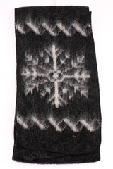 Brushed Wool Scarf - Black / Snowflakes
