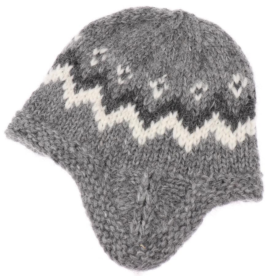 Handknit Wool Hat - Grey / White - icelandicstore.is