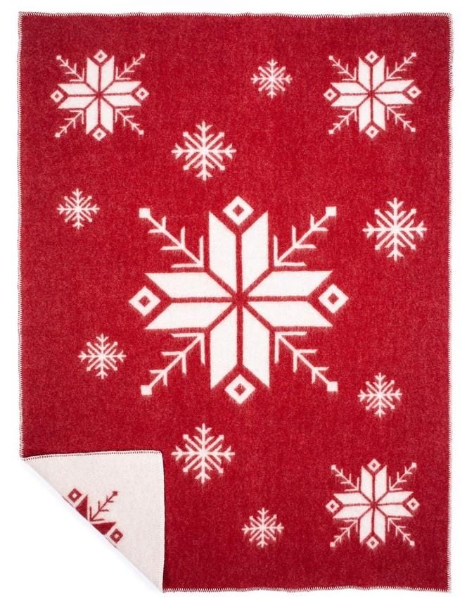 Icelandic wool blanket - Red Frostrose - Jólarós lopi