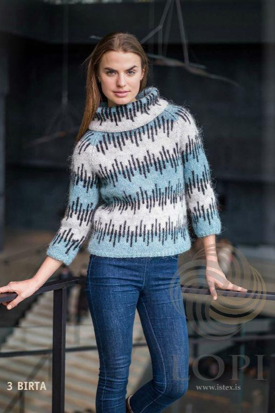 BIRTA Turquoise wool sweater - Knitting Kit