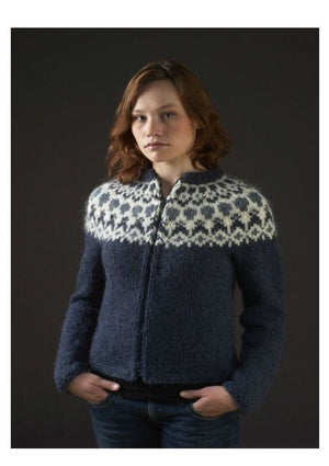 Héla - Blue Wool cardigan with zipper - Knitting kit