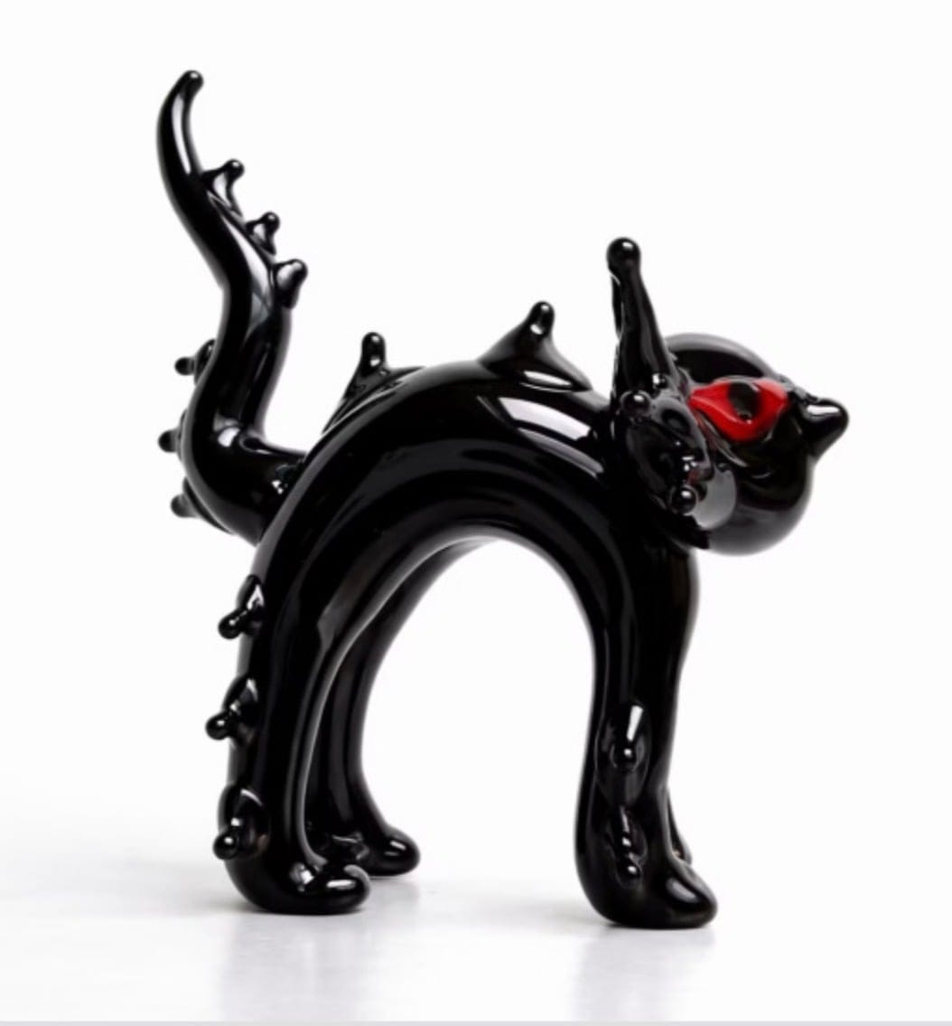 Glass Yule Cat Figurine