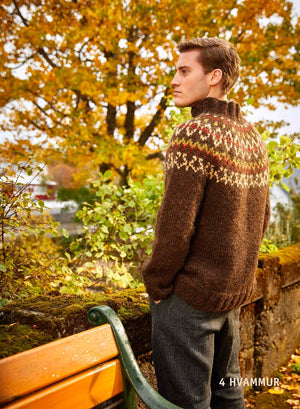 Hvammur Brown Mens Icelandic wool sweater - Knitting kit