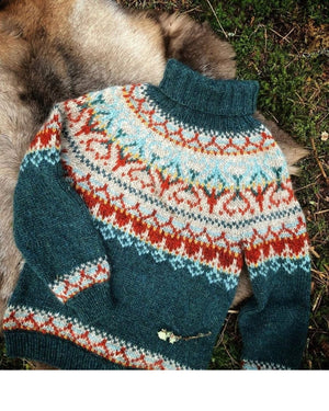 Alasuq Light Ash Heather and Golden Heather Wool Sweater -  Alafosslopi Knitting Kit