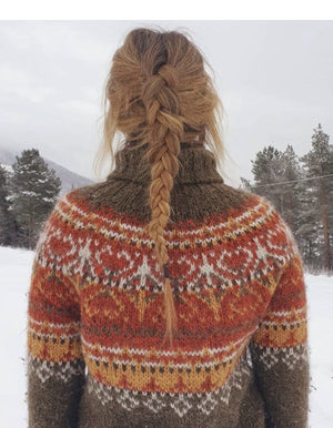 Alasuq Polar Black Tweet - Arctic & Orange sweater -  Alafosslopi Knitting Kit