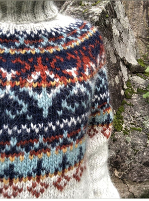 Alasuq Light Ash Heather and Navy Wool Sweater -  Alafosslopi Knitting Kit