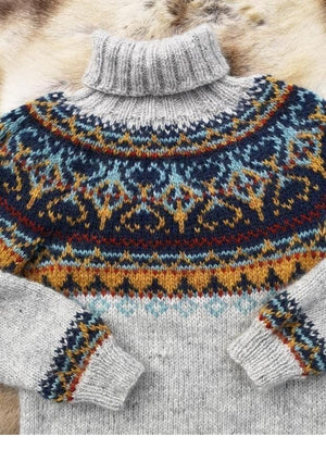 Alasuq Light Ash Heather and Golden Heather Wool Sweater -  Alafosslopi Knitting Kit