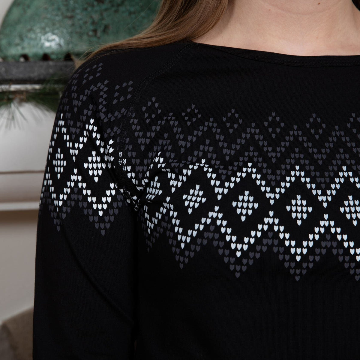 Arna Long-Sleeve T-Shirt wool sweater pattern Black