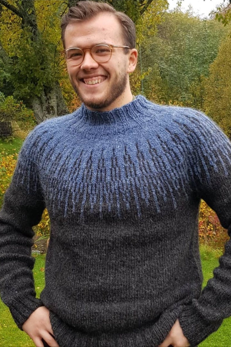 Arnar Icelandic sweater Black and Blue Knitting Kit
