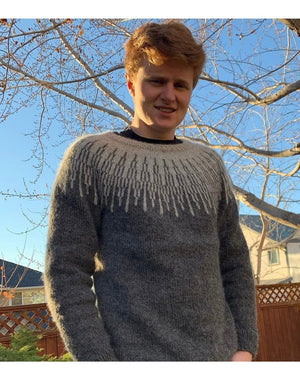 Arnar Icelandic sweater Grey Heather - Knitting Kit