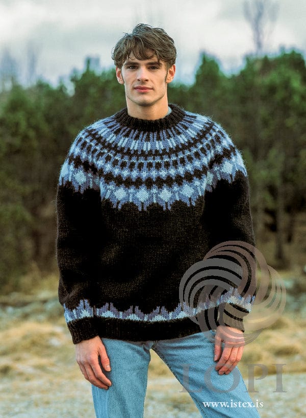 Árvakur - Black Icelandic sweater - Knitting Kit - The Icelandic Store