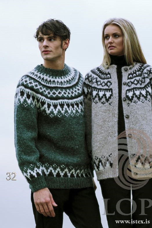 Askur - Green Icelandic sweater - Knitting Kit