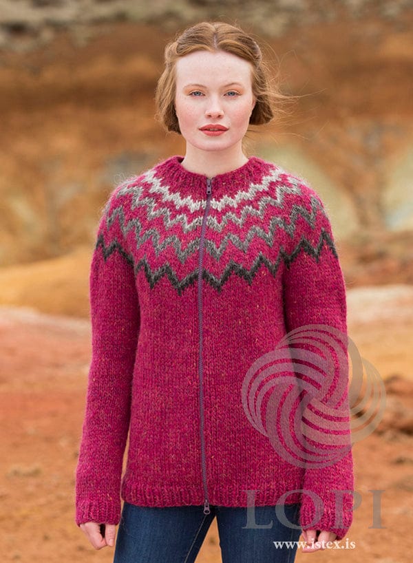BLÆR -  Purplish-red Cardigan Knitting Kit - The Icelandic Store