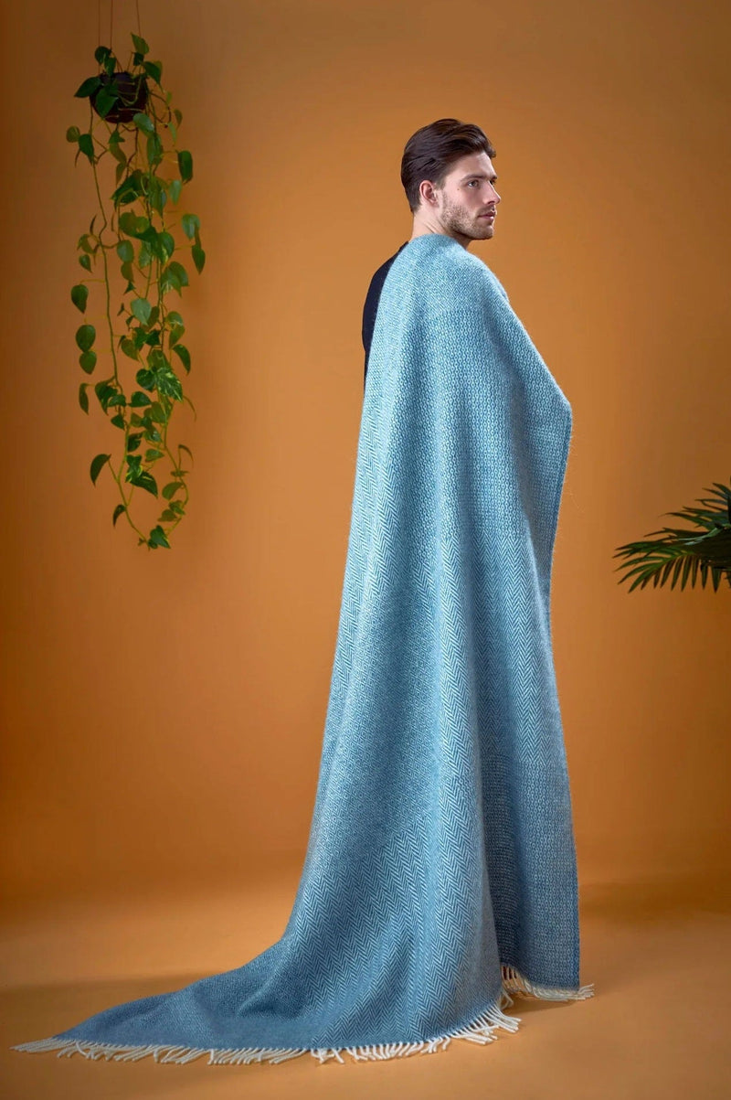 Bót - Blue One color Icelandic Wool Blanket