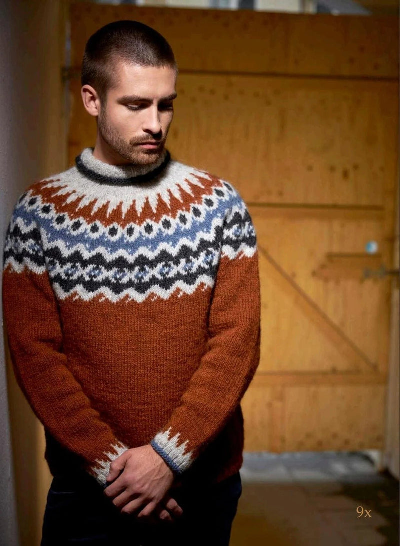 Brown Rust wool Sweater - Knitting Kit - The Icelandic Store