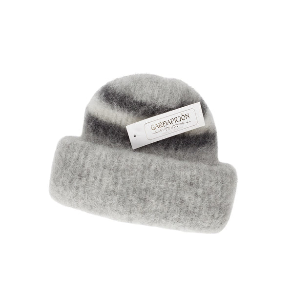 Brushed Icelandic Wool Hat - Light Grey / White / Black - The Icelandic Store