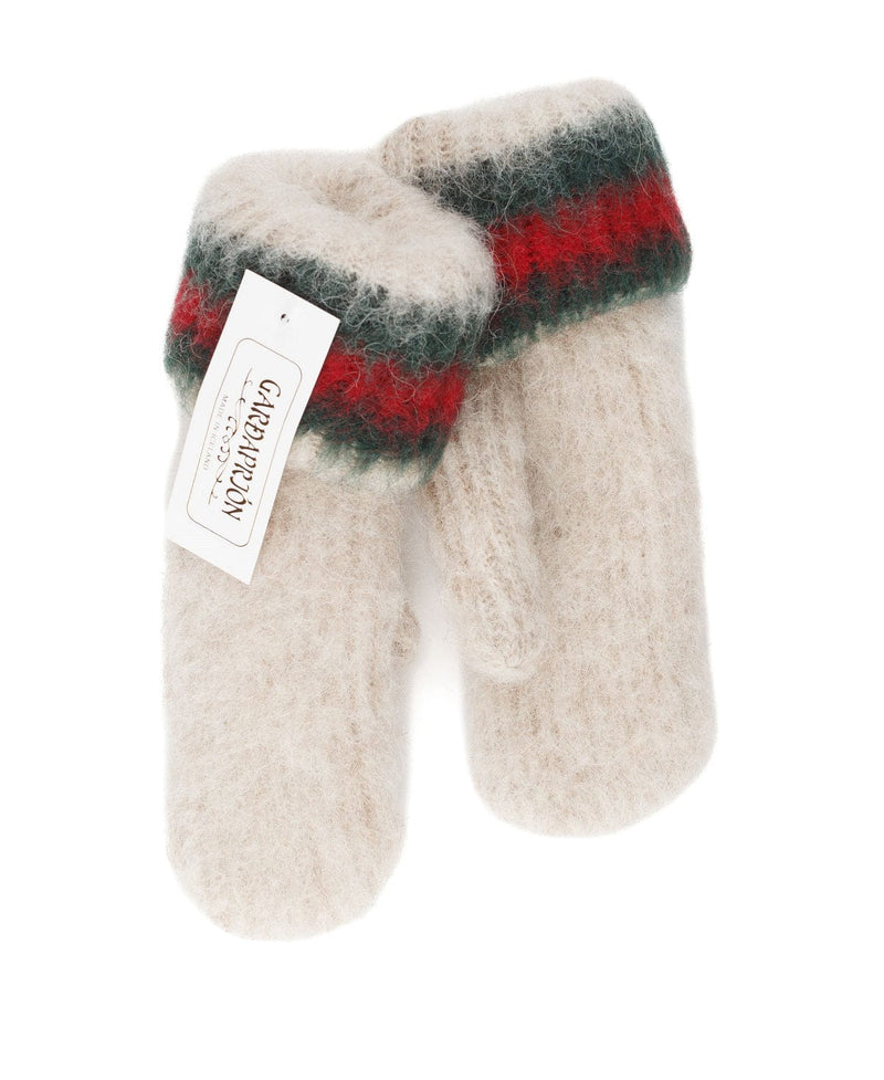 Brushed Wool Mittens - Beige and Red - The Icelandic Store