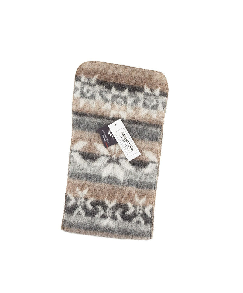 Brushed wool scarf 8-petalled rose pattern - Beige / White / Grey - The Icelandic Store