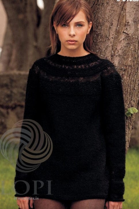 Bylgja - Black Wool Sweater Knitting Kit