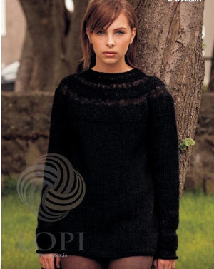 Bylgja - Black Wool Sweater Knitting Kit