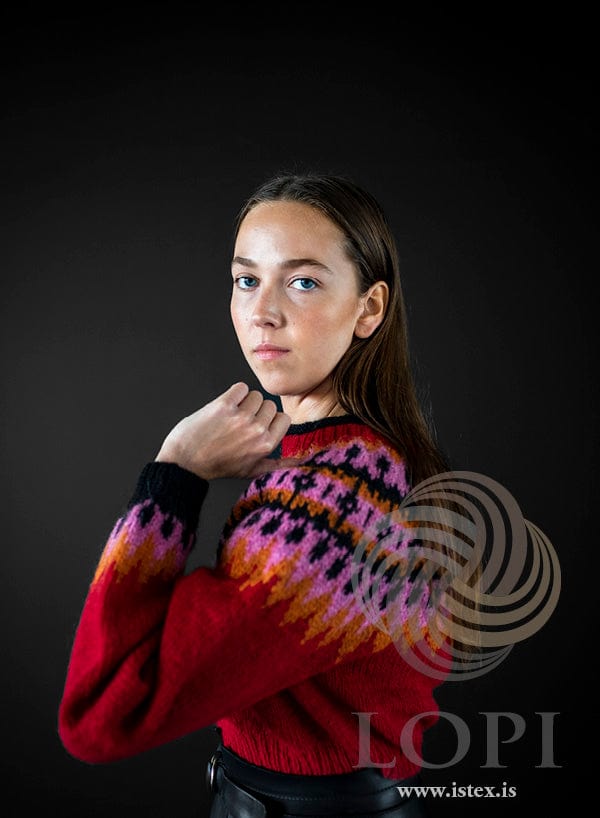 Castle Lettlopi Short Crimson Red Wool Sweater - Knitting Kit