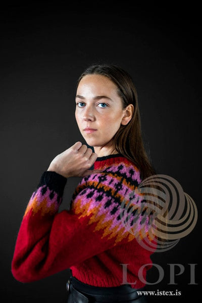 Icelandic Short Wool Red Sweater Knitting Kit - Kastali
