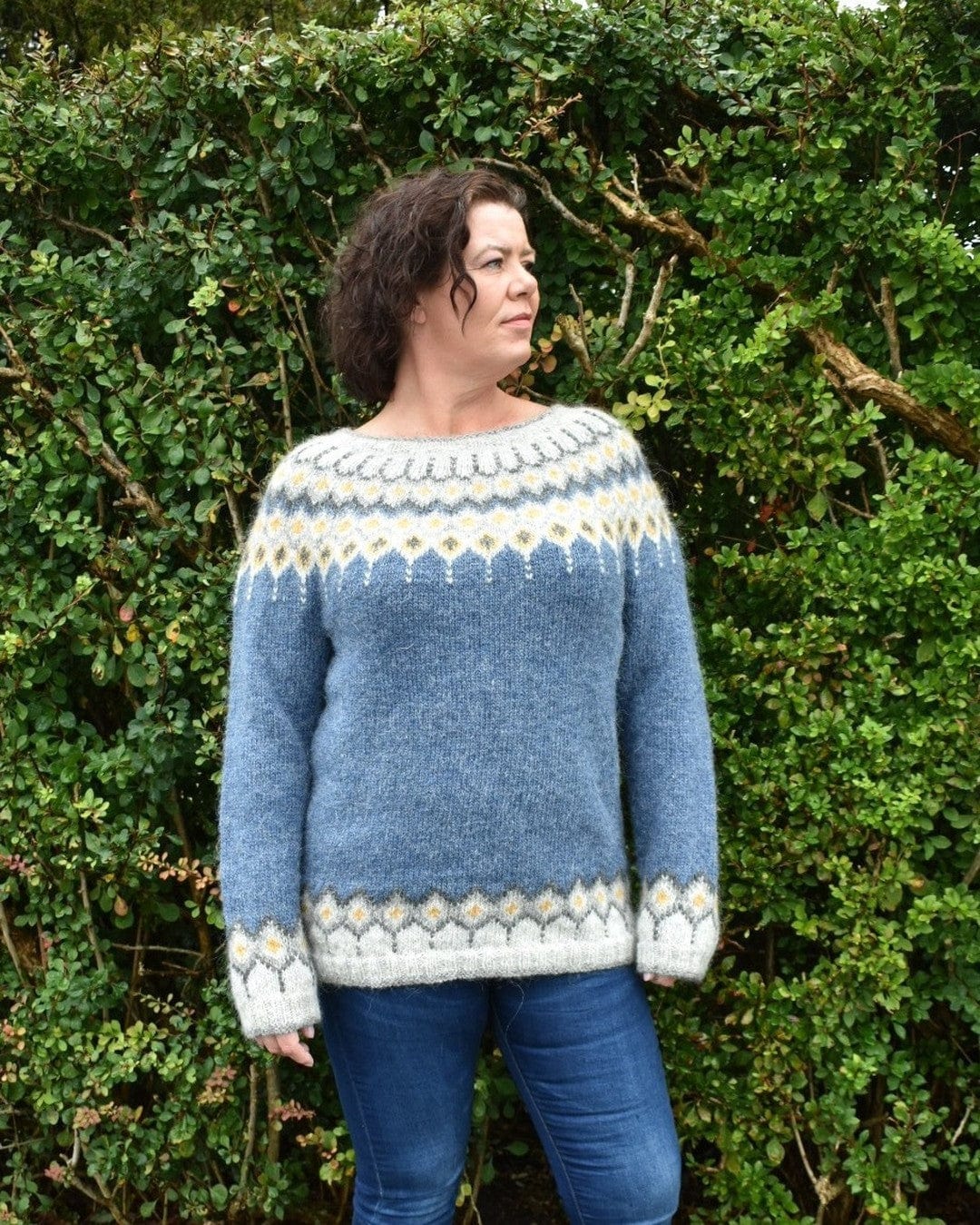 Cecilia Lettlopi Blue Wool sweater - Knitting Kit - The Icelandic Store