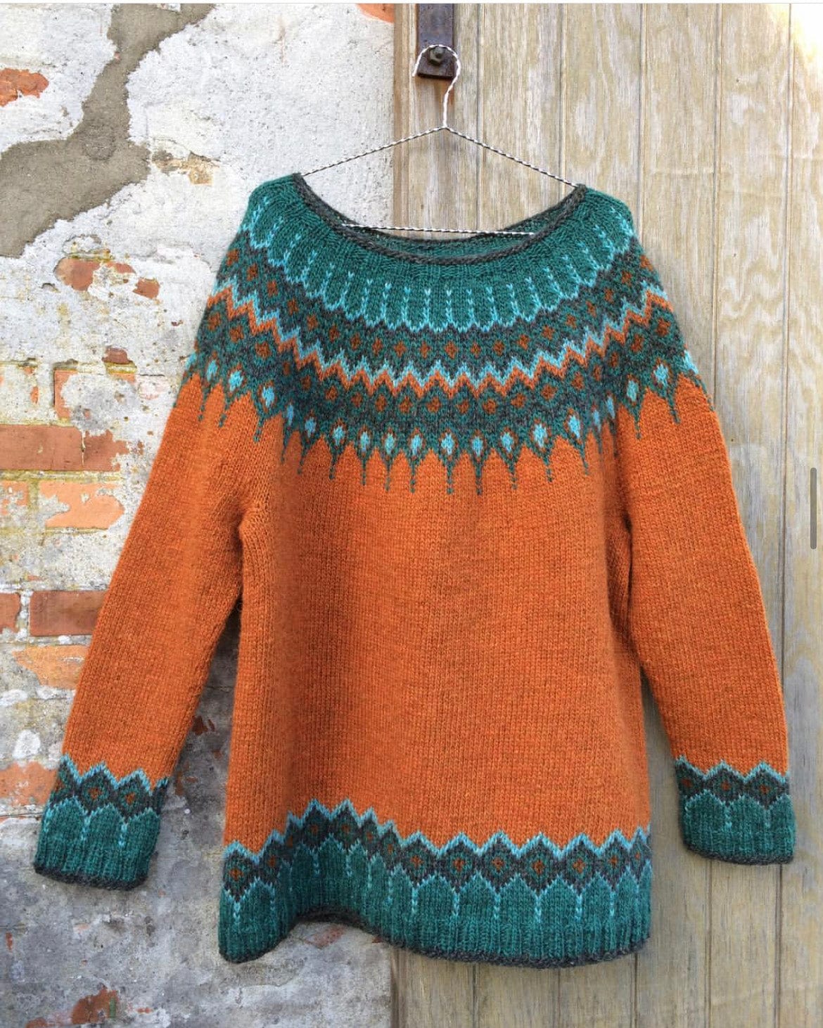 Cecilia Lettlopi Orange Wool sweater - Knitting Kit - The Icelandic Store