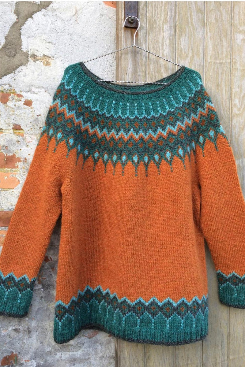 Cecilia Lettlopi Orange Wool sweater - Knitting Kit
