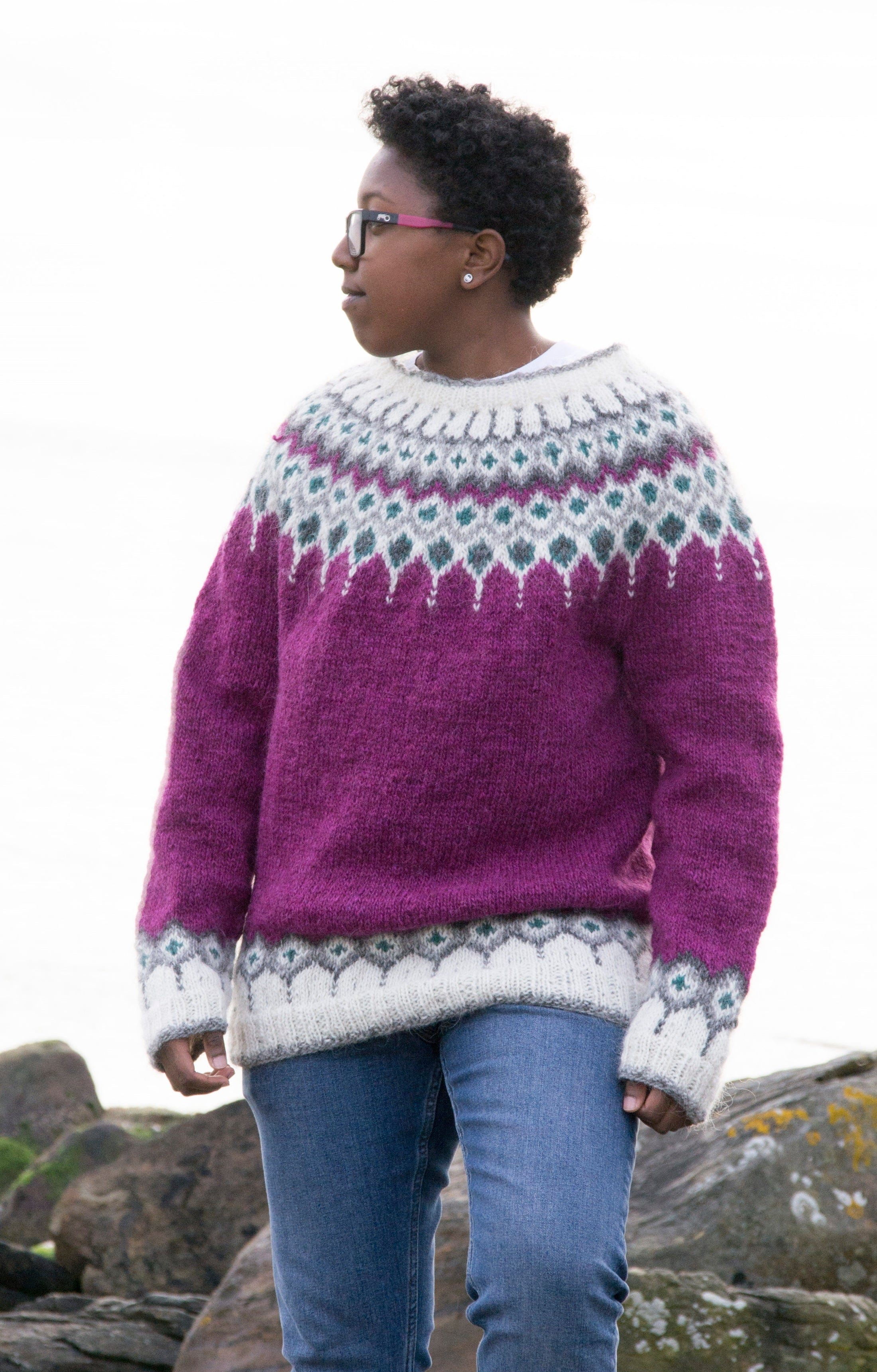 Cecilia Lettlopi Fuchsia Wool sweater - Knitting Kit - The Icelandic Store