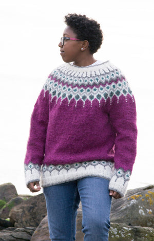 Cecilia Lettlopi Fuchsia Wool sweater - Knitting Kit