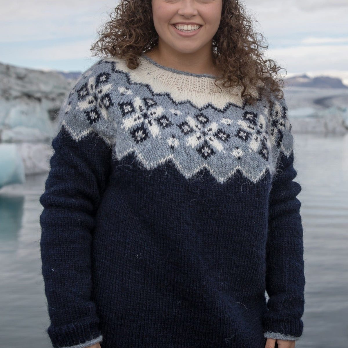 Icelandic Eli Navy Blue Wool Sweater Knitting Kit- Lettlopi Knit Kit